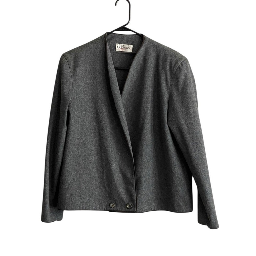 Vinatge Calvin Klein Women Wool Blazer Coat Sz 12 Old Money Quiet Luxury